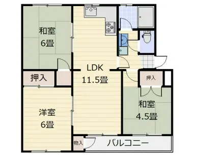 東垂水 2号棟(3LDK/5階)の間取り写真