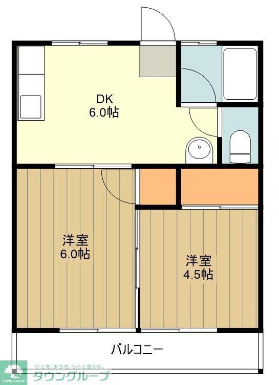加園マンション(2DK/1階)の間取り写真
