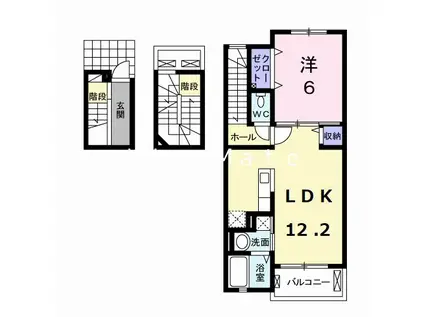 BERUSIONNYAMATE(1LDK/3階)の間取り写真