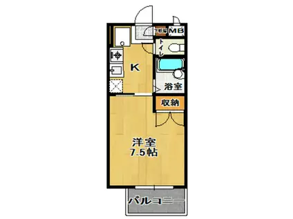 ライオンハイツ(1K/1階)の間取り写真