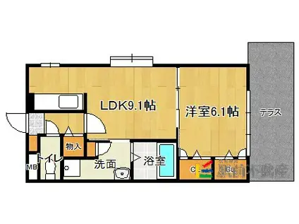 ブラン・ネージュ(1LDK/1階)の間取り写真