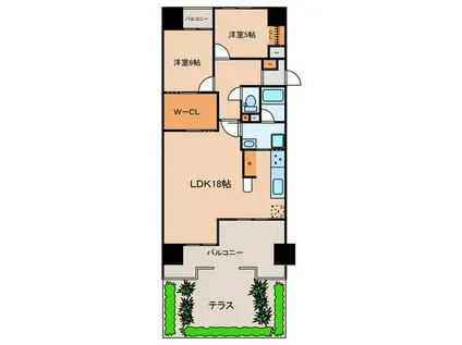 ライオンズマンション名城公園(2LDK/1階)の間取り写真