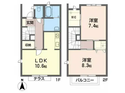 シャーメゾンりんごの樹 A棟(2LDK/1階)の間取り写真