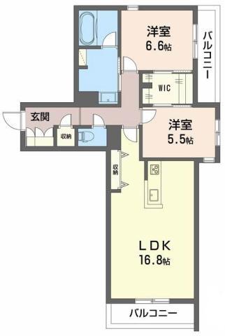 ベレオ安宅(2LDK/2階)の間取り写真