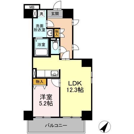 ワイズエメリールU(1LDK/4階)の間取り写真