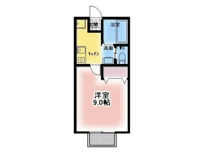ガルテン宿畑 D棟(1K/1階)の間取り写真