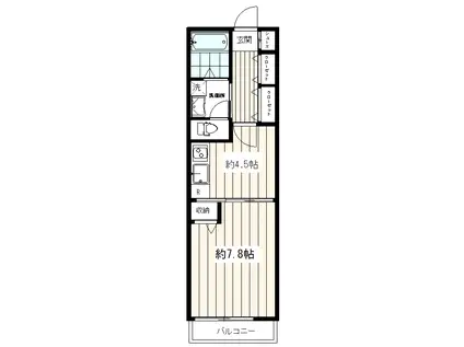 メゾン・ソレイユ(1K/2階)の間取り写真