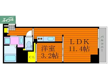 8LEAF大元(1LDK/6階)の間取り写真
