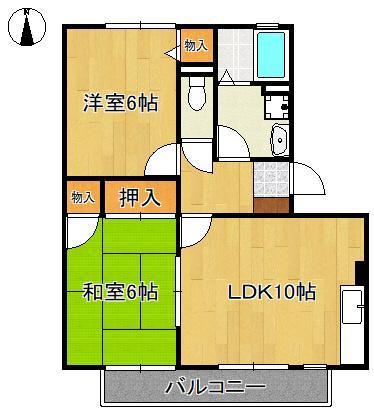 クレール徳力II(2LDK/2階)の間取り写真