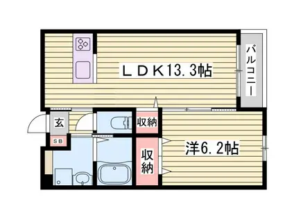 ザ フジイ ガーデンA(1LDK/3階)の間取り写真