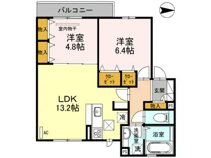 セジュール蔵(2LDK/2階)の間取り写真