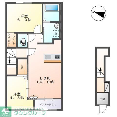 ブルースター(2LDK/2階)の間取り写真