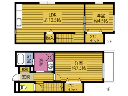 シャルムG(2LDK/1階)の間取り写真
