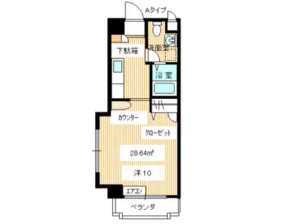 ユニゾン一の宮(1K/5階)の間取り写真