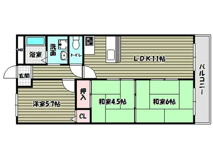エレガントライフマンション(3LDK/2階)の間取り写真