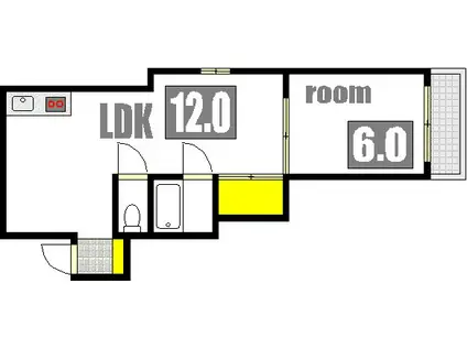 山下ビル5(1LDK/3階)の間取り写真