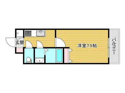 サムティ阿波座LUSSO(1K/4階)の間取り写真