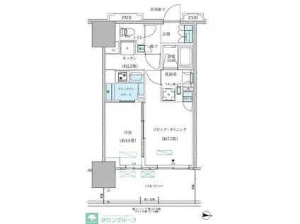 パークアクシス西大島コンフォートスクエア(1LDK/6階)の間取り写真