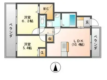 WOODLARK桃山台(2LDK/1階)の間取り写真