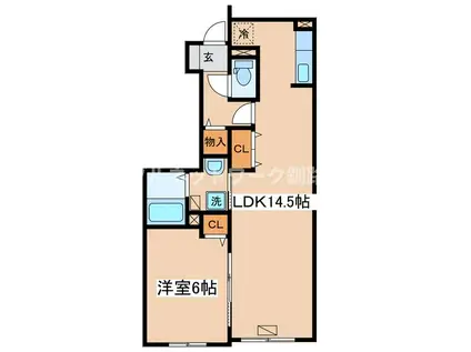 スカーレット(1LDK/1階)の間取り写真