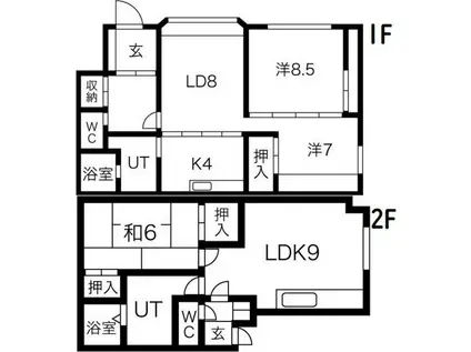 長谷川ハイツ(3LDK/1階)の間取り写真