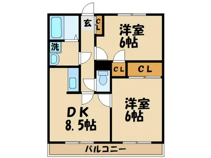 ハイツプレントリー(2DK/2階)の間取り写真