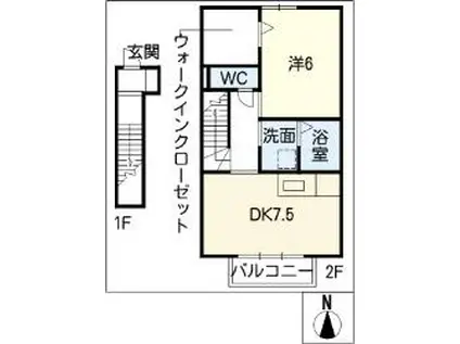 セジュールアマンド(1DK/2階)の間取り写真