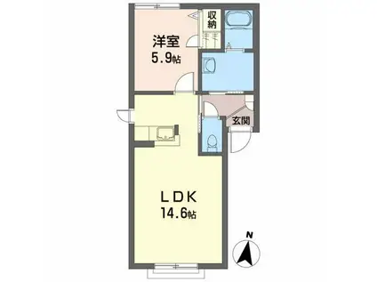 シャーメゾン・アップル・シード(1LDK/2階)の間取り写真