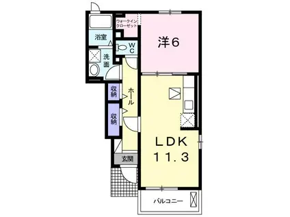 シオンIIA(1LDK/1階)の間取り写真