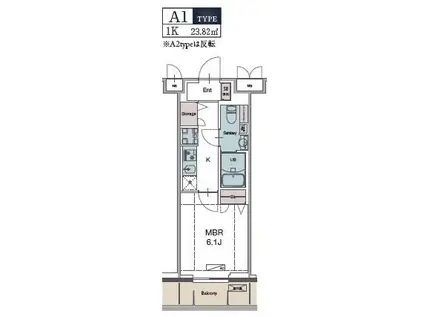 LUXENA勝田台(1K/3階)の間取り写真