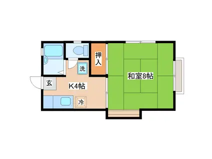 ハッピーシャトル(1K/2階)の間取り写真