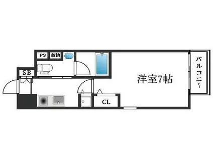 LC谷町六丁目(1K/9階)の間取り写真