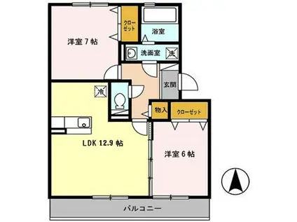 グランドアトリオ神戸西(2LDK/3階)の間取り写真