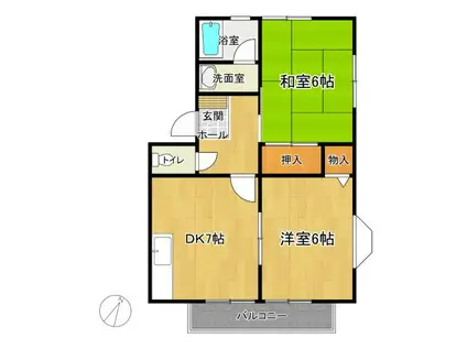 オークランドハイム(2DK/2階)の間取り写真