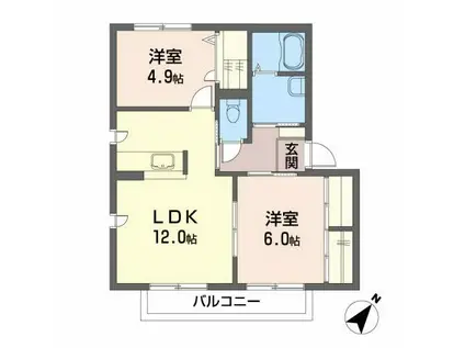 ヴィラージュ(2LDK/1階)の間取り写真