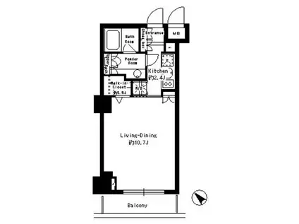パークルージュ赤坂檜町(ワンルーム/2階)の間取り写真