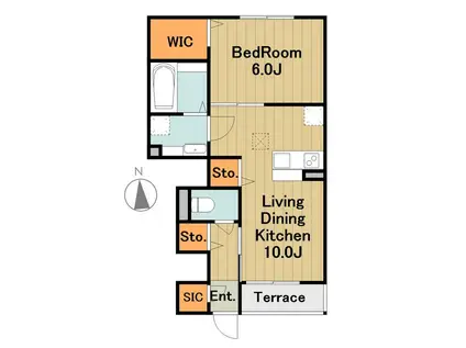 ルリアン(1LDK/1階)の間取り写真