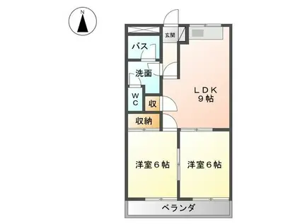 セントラルハイツ海老名(2LDK/1階)の間取り写真