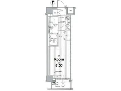 メイクス東向島II(1K/2階)の間取り写真