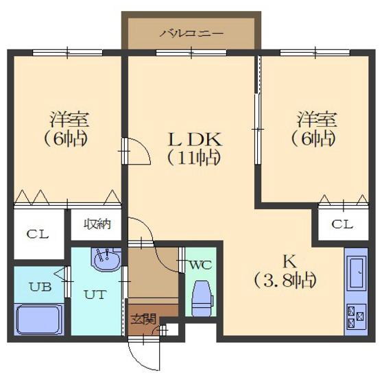 ミキパレス(2LDK/4階)の間取り写真