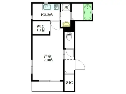 LATERRASSE(1K/2階)の間取り写真