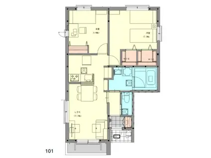 サンリビオンII(2LDK/1階)の間取り写真