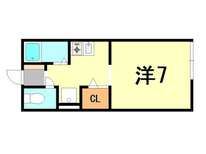 シティーハイムブルーメ(ワンルーム/2階)の間取り写真