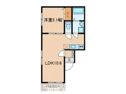 リテラ銀天町(1LDK/3階)の間取り写真