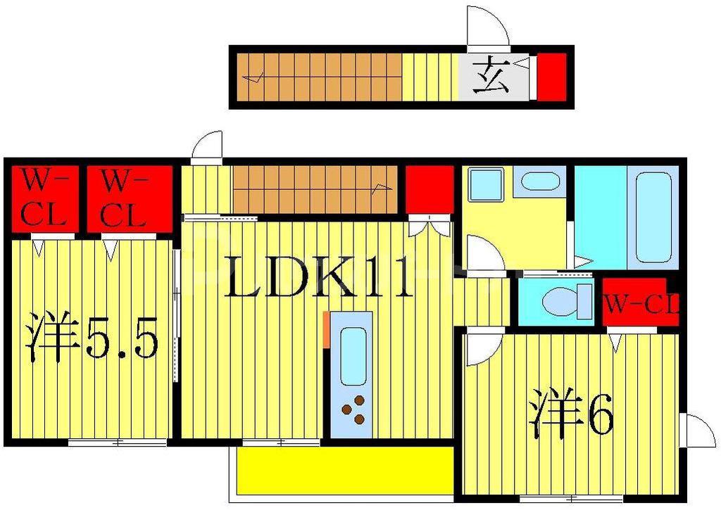 CHAMBREUIL(2LDK/2階)の間取り写真
