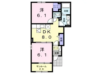 アルカンシェルカーサ(2DK/1階)の間取り写真