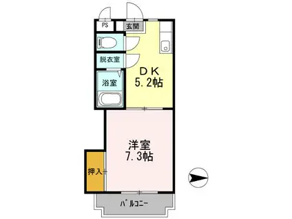 プライマリー花畑駅西(1DK/2階)の間取り写真
