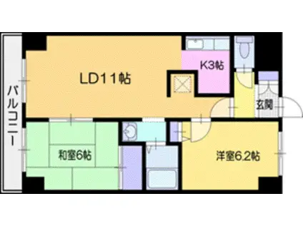 アクティブプラザ厚別東(2LDK/1階)の間取り写真