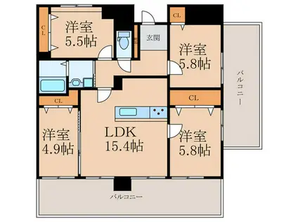 DAZZLE霧ヶ丘(4LDK/10階)の間取り写真