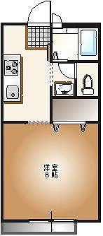 プチメゾンIII(1K/2階)の間取り写真